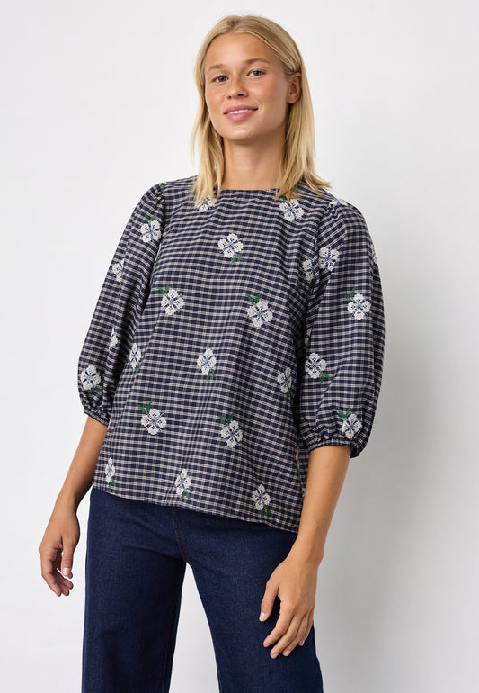 SP GEVA-MS BLOUSE - Navy Check