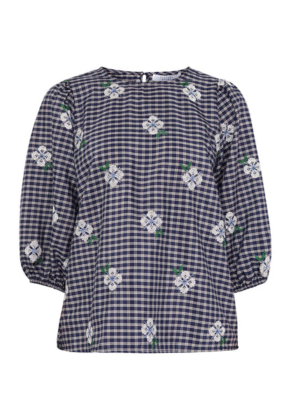 SP GEVA-MS BLOUSE - Navy Check