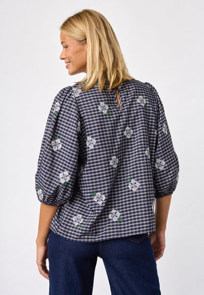 SP GEVA-MS BLOUSE - Navy Check
