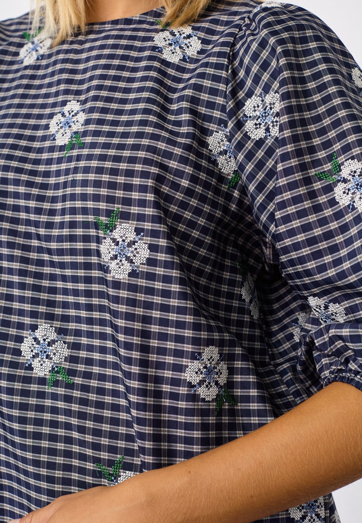 SP GEVA-MS BLOUSE - Navy Check