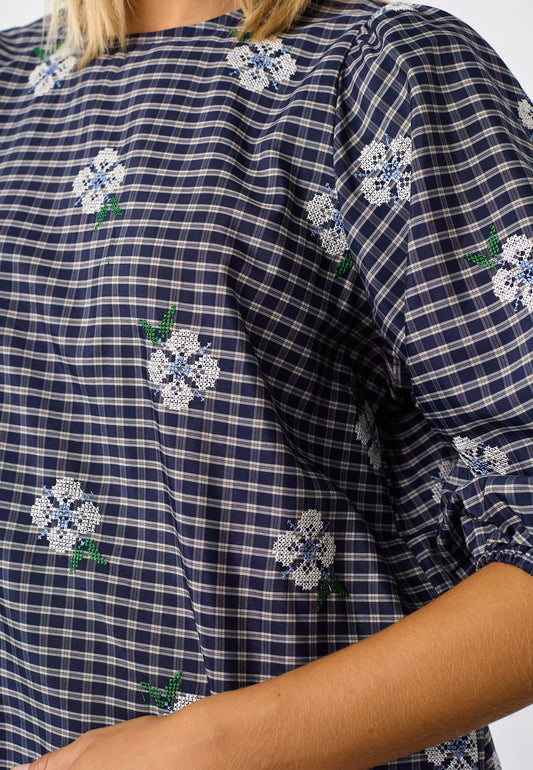 SP GEVA-MS BLOUSE - Navy Check