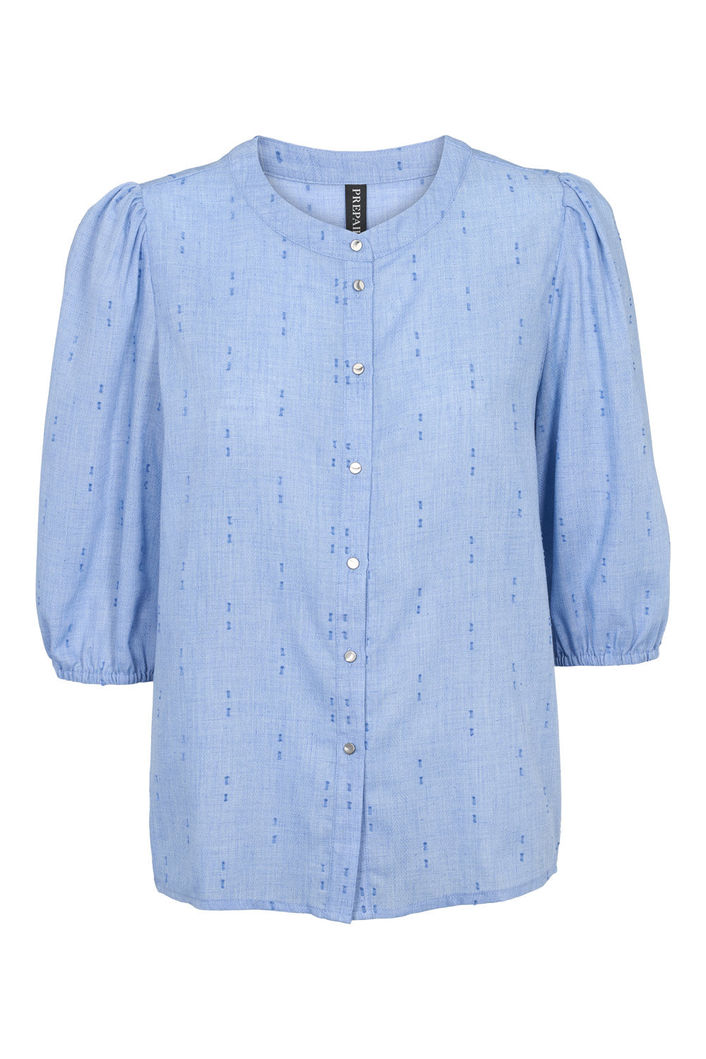 PP Sanna Blouse - lyseblå m/fine vævede detaljer