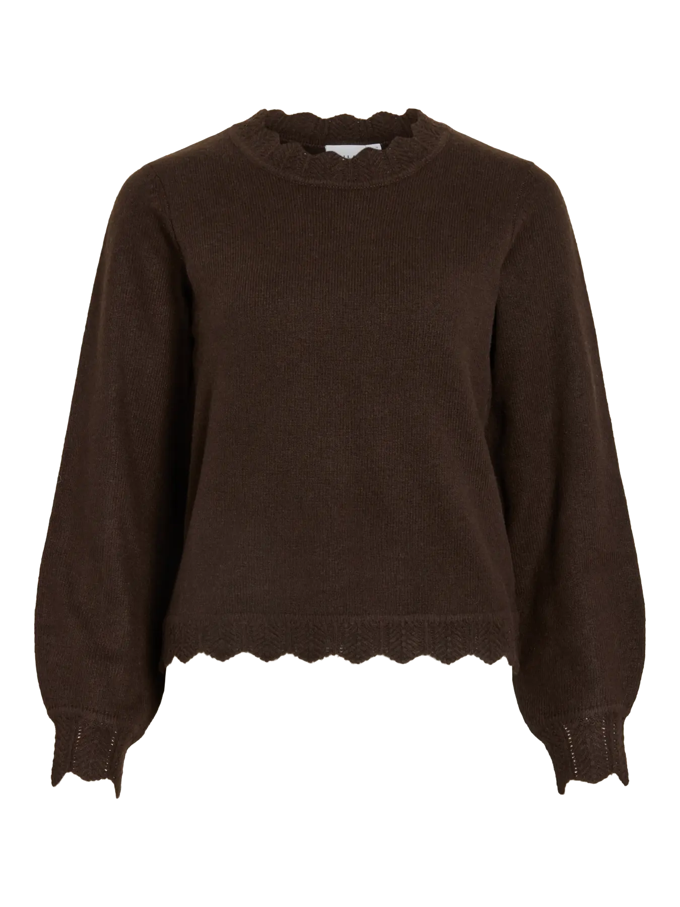 VL VINIKOLINA O-NECK L/S Strik bluse - coffee brown