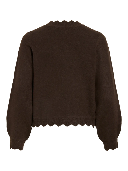 VL VINIKOLINA O-NECK L/S Strik bluse - coffee brown