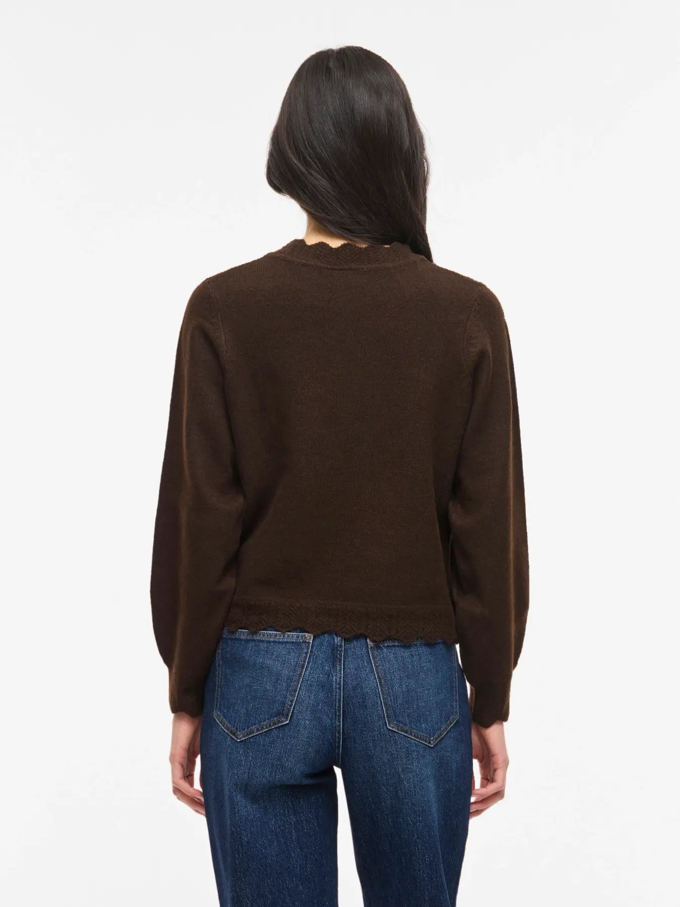 VL VINIKOLINA O-NECK L/S Strik bluse - coffee brown