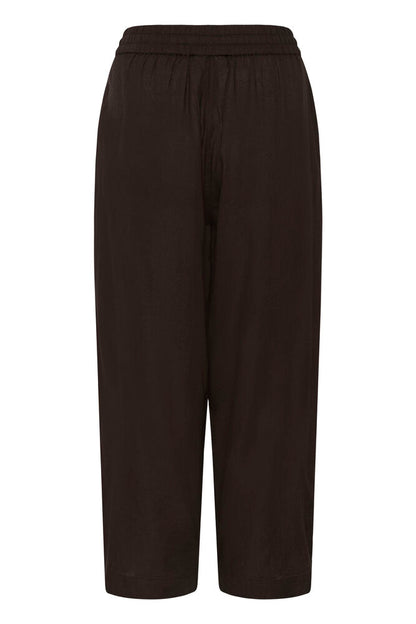 KA Milia Cropped wide hør Pants - coffee brown