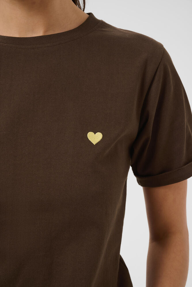 KA T-shirt - coffee bean brown m/hjerte