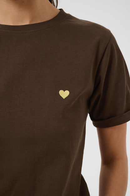 KA T-shirt - coffee bean brown m/hjerte