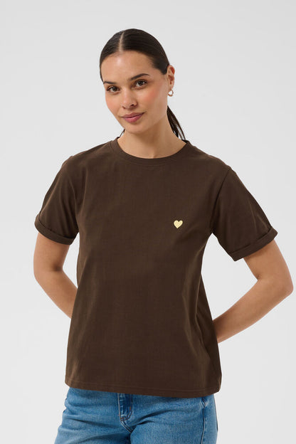KA T-shirt - coffee bean brown m/hjerte