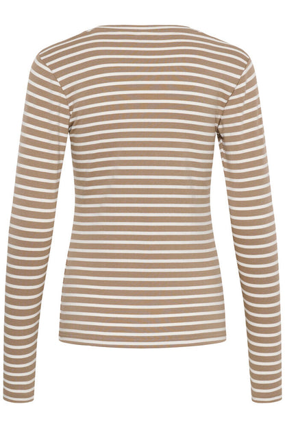 KA Liddy T-shirt m/lange ærmer - Desert Taupe/chalk hvid