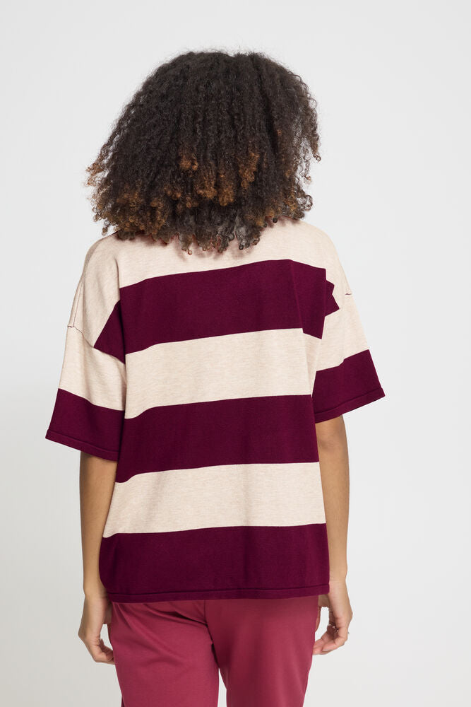 IC LULS LOOSE Shirt - hvid/rhododendron stripe