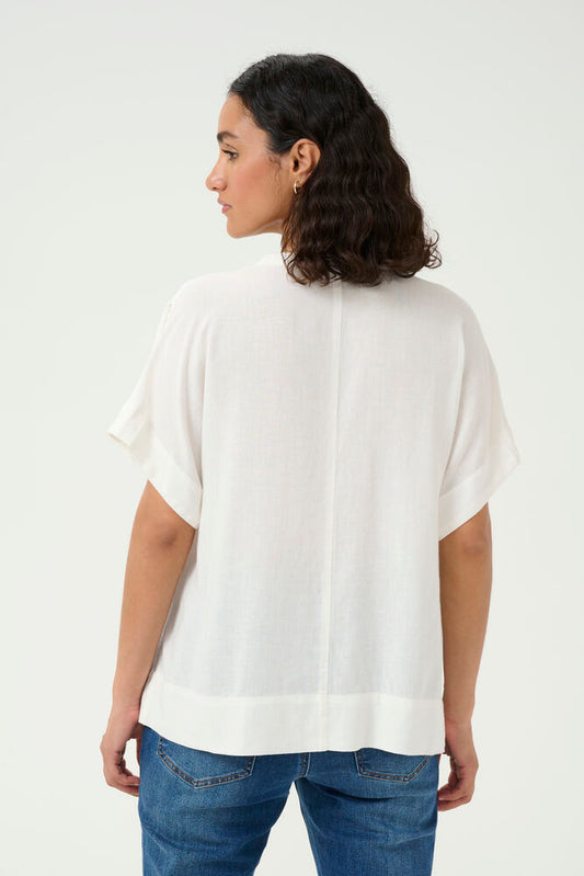 KA Milia wing SL hør blouse - hvid