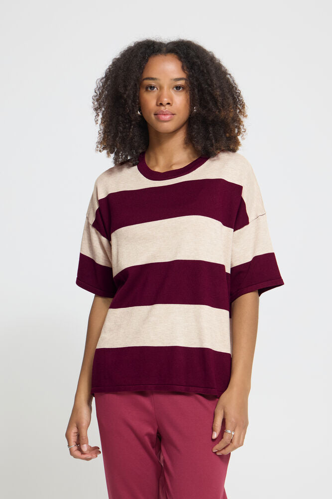 IC LULS LOOSE Shirt - hvid/rhododendron stripe
