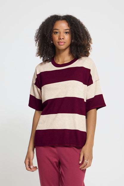 IC LULS LOOSE Shirt - hvid/rhododendron stripe