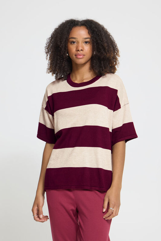IC LULS LOOSE Shirt - hvid/rhododendron stripe