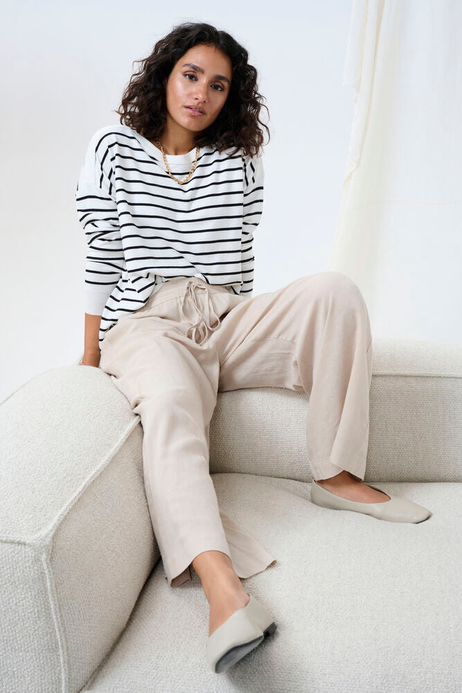 KA Milia Cropped wide hør pants - beige