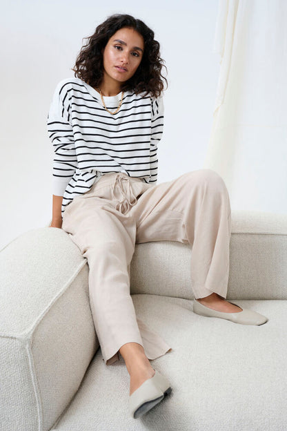 KA Milia Cropped wide hør pants - beige