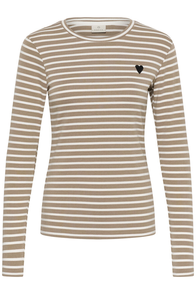 KA Liddy T-shirt m/lange ærmer - Desert Taupe/chalk hvid