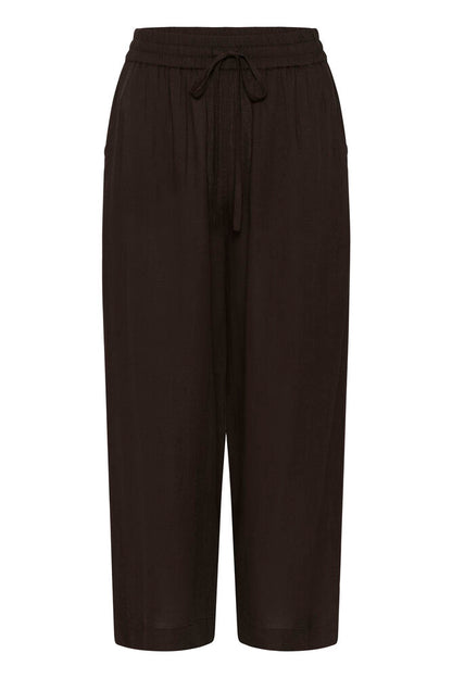KA Milia Cropped wide hør Pants - coffee brown