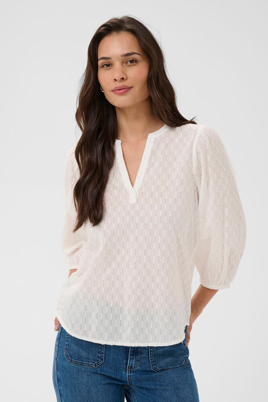 KA Bea Blouse - hvid m/struktur