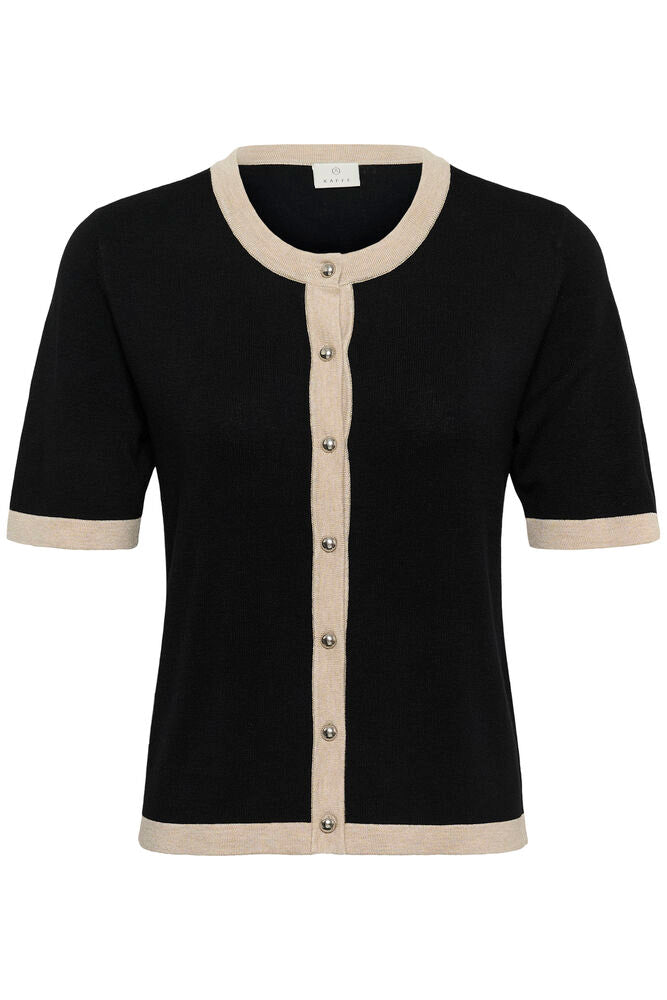 KA Lissa contrast cardigan - sort/beige