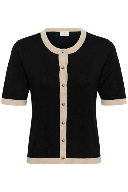 KA Lissa contrast cardigan - sort/beige