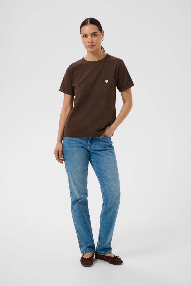 KA T-shirt - coffee bean brown m/hjerte