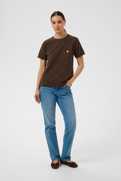 KA T-shirt - coffee bean brown m/hjerte