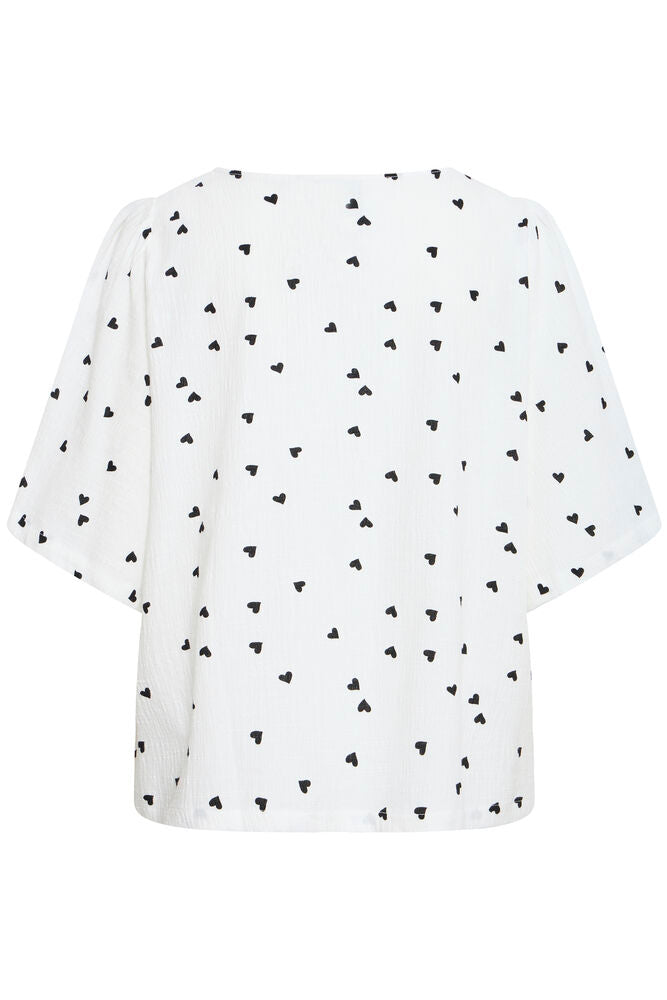 IC LIFANA SS bluse hvid m/sorte hjerter