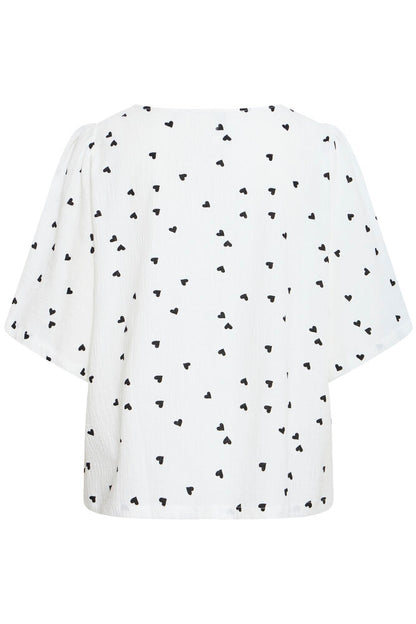 IC LIFANA SS bluse hvid m/sorte hjerter