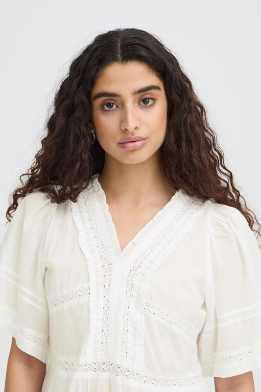 IC VOILANA SS - bluse - hvid m/mønster