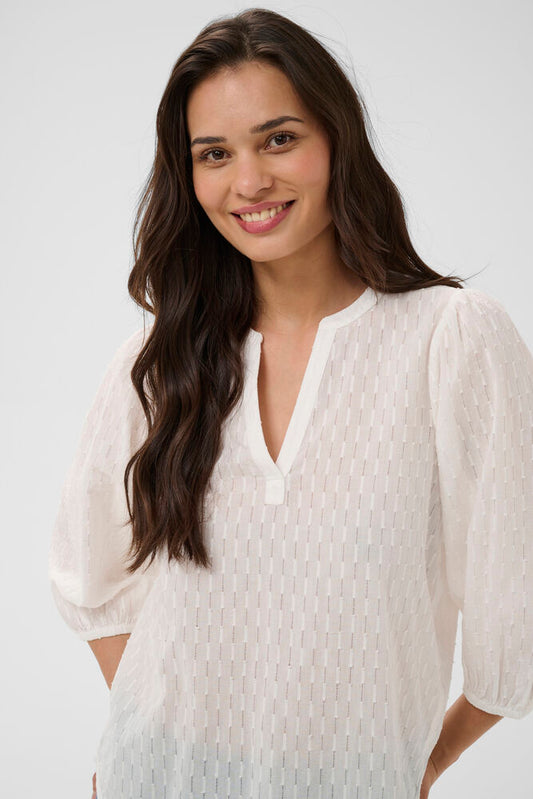 KA Bea Blouse - hvid m/struktur