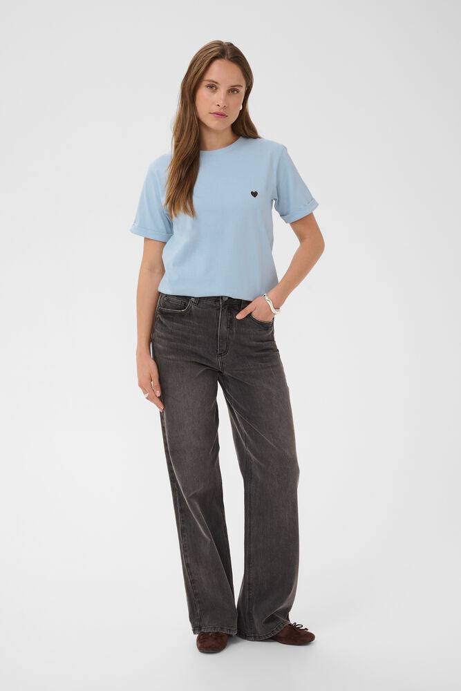 KA T-shirt - blue fog/brown m/hjerte