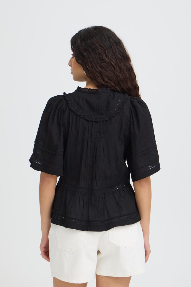 IC VOILANA SS - bluse - sort m/mønster