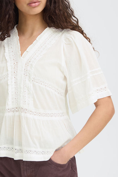IC VOILANA SS - bluse - hvid m/mønster