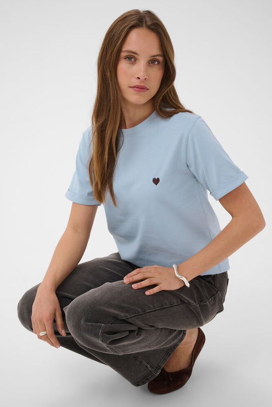 KA T-shirt - blue fog/brown m/hjerte