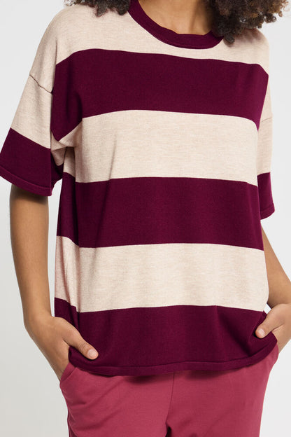 IC LULS LOOSE Shirt - hvid/rhododendron stripe