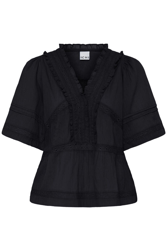 IC VOILANA SS - bluse - sort m/mønster