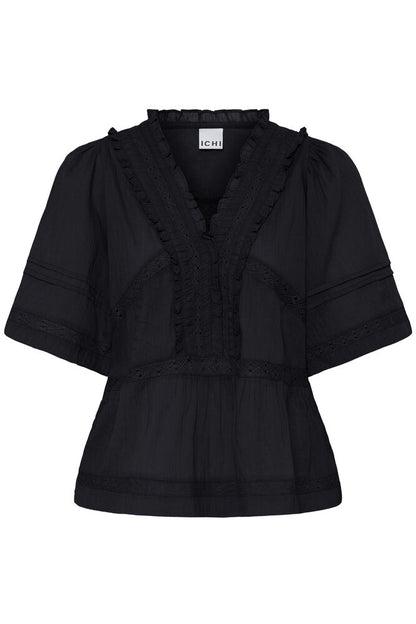 IC VOILANA SS - bluse - sort m/mønster