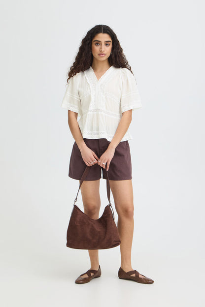 IC VOILANA SS - bluse - hvid m/mønster