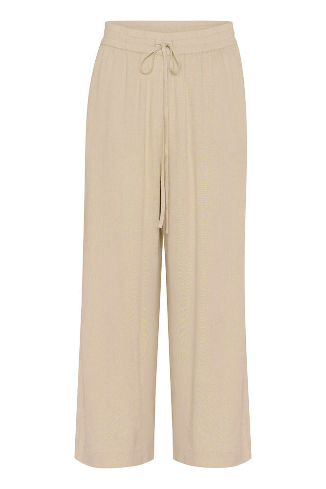KA Milia Cropped wide hør pants - beige