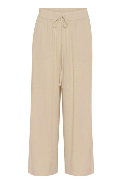 KA Milia Cropped wide hør pants - beige