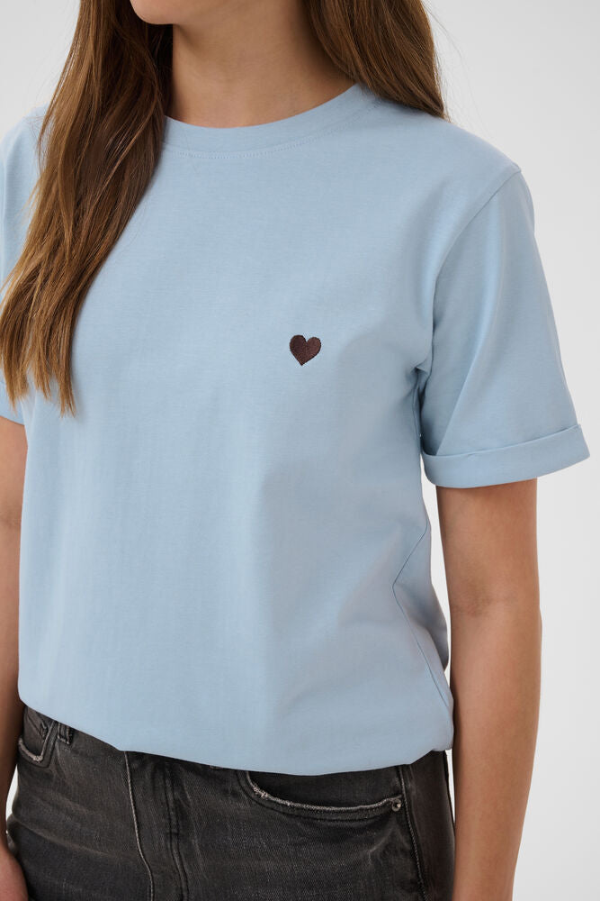 KA T-shirt - blue fog/brown m/hjerte