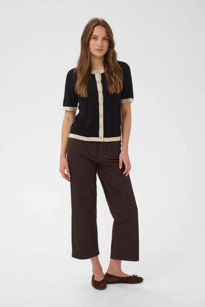 KA Lissa contrast cardigan - sort/beige