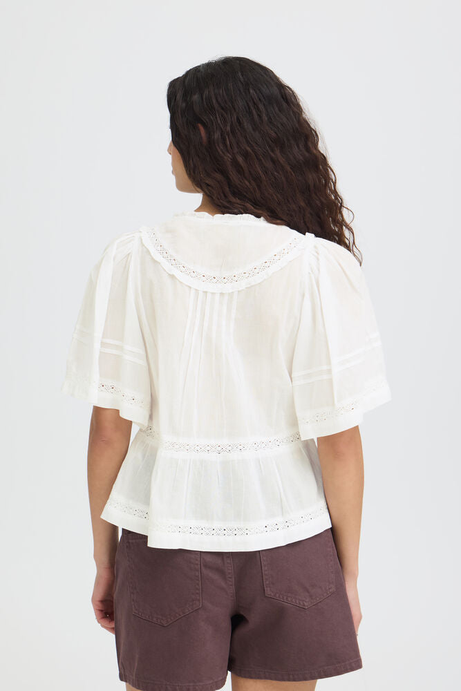 IC VOILANA SS - bluse - hvid m/mønster