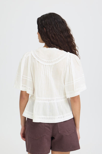 IC VOILANA SS - bluse - hvid m/mønster