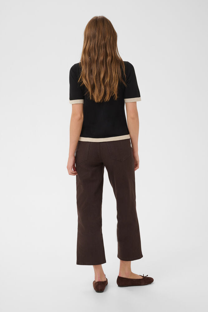 KA Lissa contrast cardigan - sort/beige