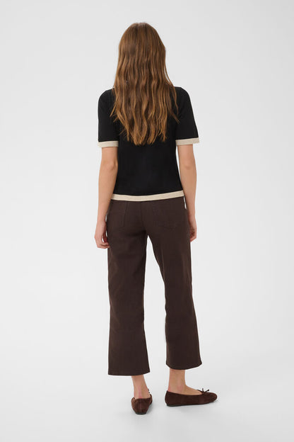 KA Lissa contrast cardigan - sort/beige