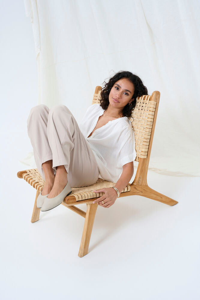 KA Milia Cropped wide hør pants - beige