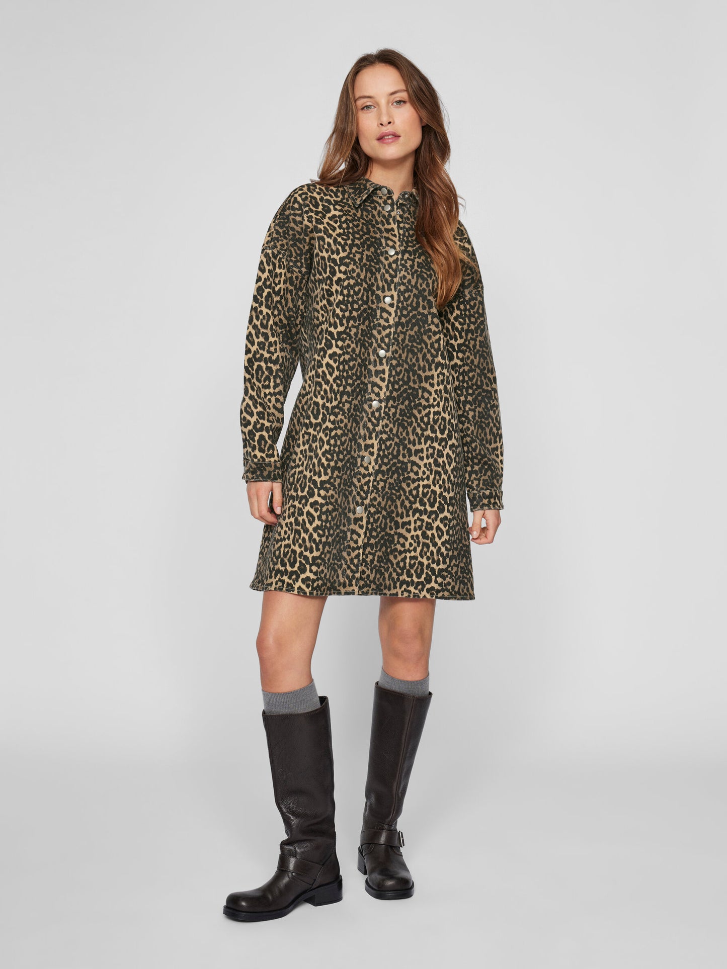 VL Vichia L/S Leopard Shirt Dress